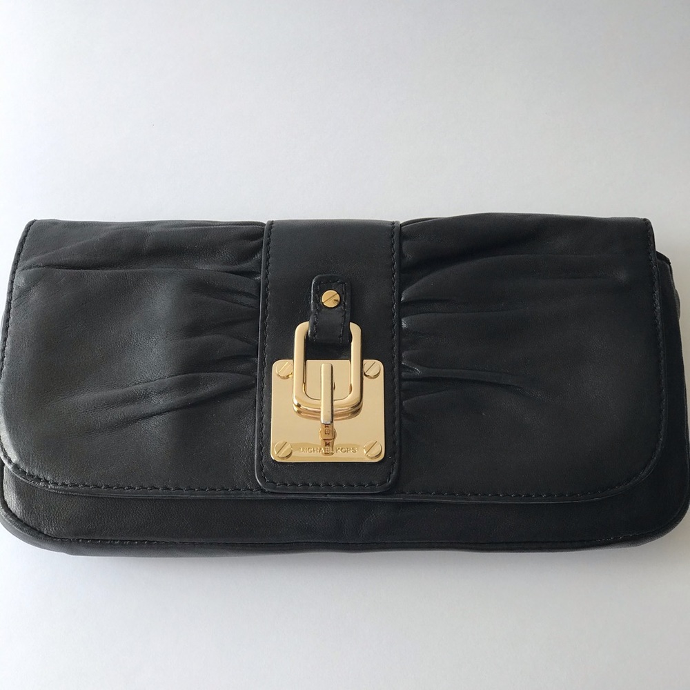 MICHAEL KORS Black Leather Clutch